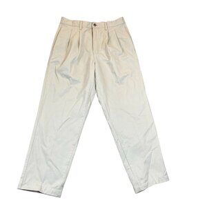 Eddie Bauer Mens Pleated Khaki Pants 31/30 Beige Trouser Classic Casual
